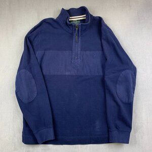 Racing Green Great Britain Mens Sweater XL Navy Blue 1/4 Zip Sweats Patches